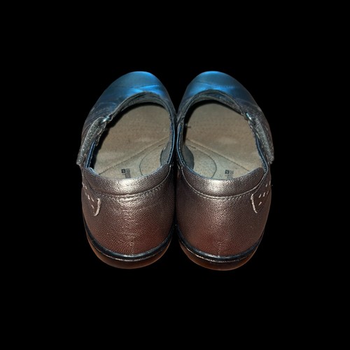 Clarks Ashland Spin Q Women’s Size 7 W Slip On Shoes Pewter Gold Bronze Wide - Picture 2 of 6