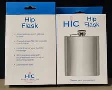 HIC Hip Flask, 8-Ounce, 18/8 Stainless Steel, 2 pack