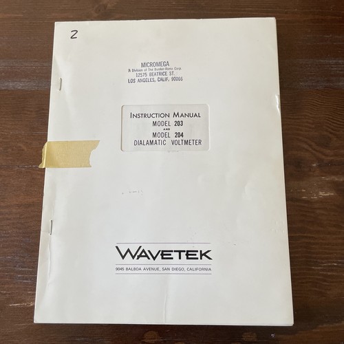 Wavetek Models 203 & 204 Dialamatic Voltmeter Instruction Manual Rev.10-68 - 第 1/3 張圖片