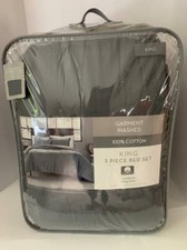 Garment Washed Solid King Comforter Set Gray
