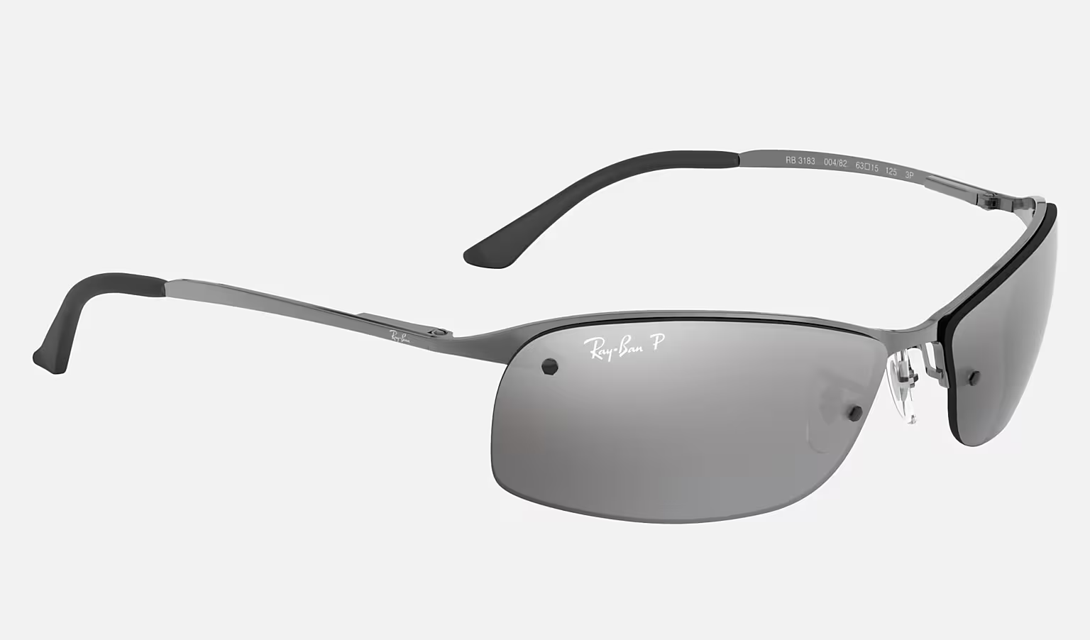 RayBan RB3183 Sunglasses Polished Gunmetal Frame Silver Polarized