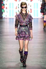 New ANNA SUI Iridescent Floral Silk Chiffon Skirt S 4 6 $345 Runway