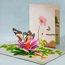 A14-3D Pop Up Butterfly Greeting Card | Painted Lady | Ship Immediately Within U