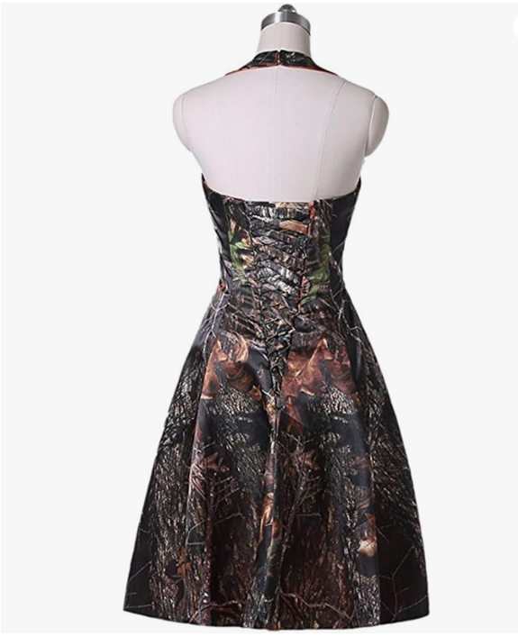 camo formal dress CAMO dress high low hemline beaded CORSET back dress main image 0