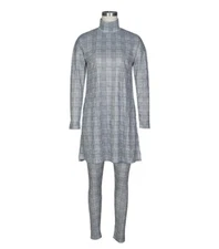 NEW   Women Long Sleeve Side Slit Top+ Pants    2PC   Set Outfits JS3