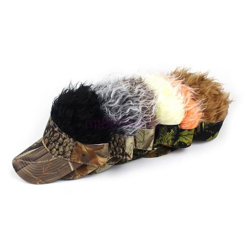 Sun Visor Cap with Fake Hair for Men Women Novelty Golf Cap Wig Baseball Hat - Picture 6 of 35