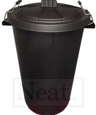 Image of 3 x 85 Litre Heavy Duty Black Plastic Rubbish Refuse Bin Dustbin Locking Lid