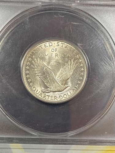 ANACS AU53FH 1917 S STANDING LIBERTY QUARTER TYPE 1 CLASHED DIES GREAT LUSTER - Picture 2 of 3