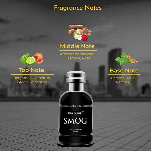 John Phillips™ Smog Eau De French Perfume For Men - 100 ml Fresh, Elegant. - Picture 3 of 5