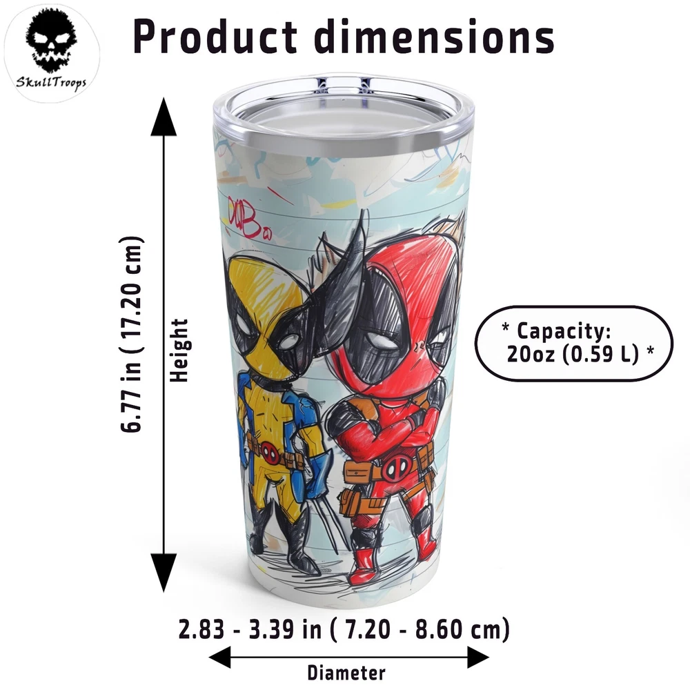 Tumbler 20oz Epic Buds Sketch. Vacuum Insulated Stainless Steel Glossy Finish