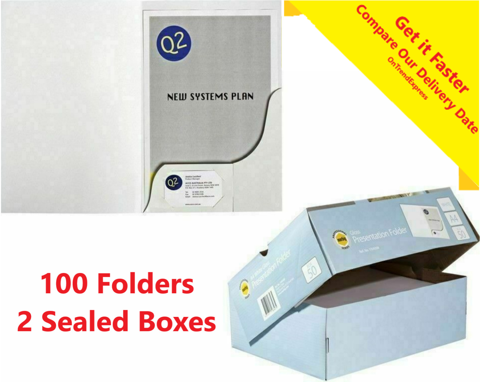 100 Marbig Professional Series Gloss A4 White Presentation Folders Boxed 1104308