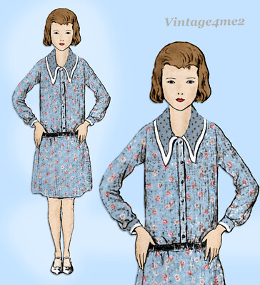 1920s day dress Chiffon flapper day dress in green deco print with a ruffled skirt detail