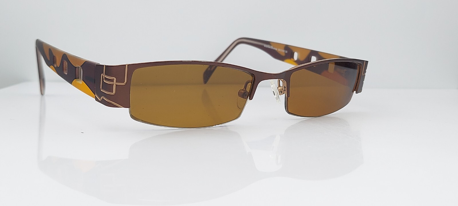 Plume Libra Bronze Rectangular Half-Rim Metal Sun… - image 1