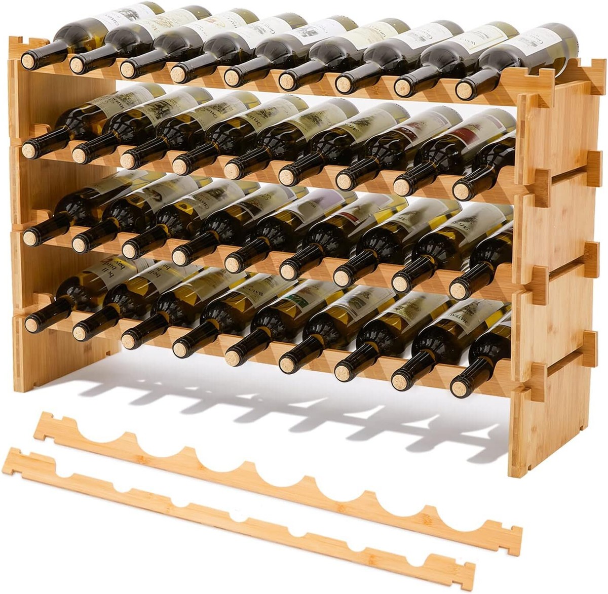 Curated visual reference: Gallery Detail: Bamboo Wine Rack 3 Tier Countertop Wine Storage Cabinet For