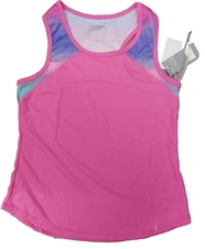 Layer 8 Little Girls' Racerback Color blocked Tank Shirt Large Pink
