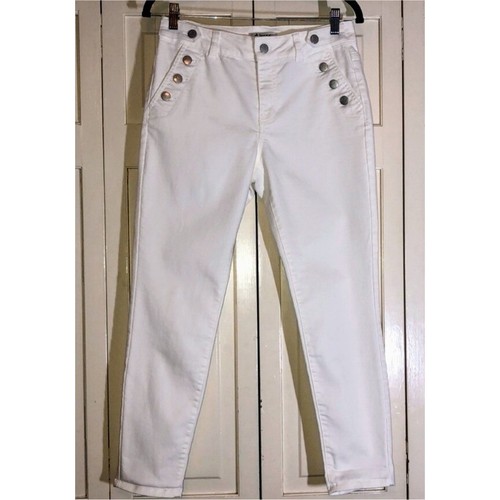 D.Jeans White High Waist Straight Leg Ankle Pants Sailor Buttons Size 4 NWT