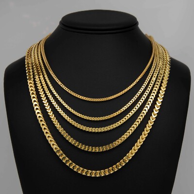 Franco Kette 14K Gelbgold vergoldet hohl Sterlingsilber 925 alle Größen
