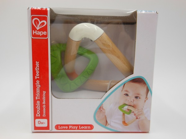 Hape Doppelter Dreieck BeißRing Babyspielzeug Motorikspielzeug 0 M+ Holz Silikon-image