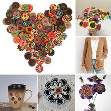 Mixed Color Wooden Sewing Buttons Lots of 100, 200, 300, 400 Round 2 Hole 25mm