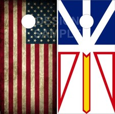 Newfoundland American Flag LAMINATED Cornhole Wrap Bags Skin Decal Sticker