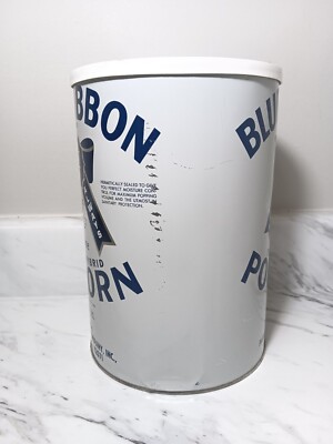 Vintage Blue Ribbon Popcorn Tin Can 10 LB Parker Popcorn Co