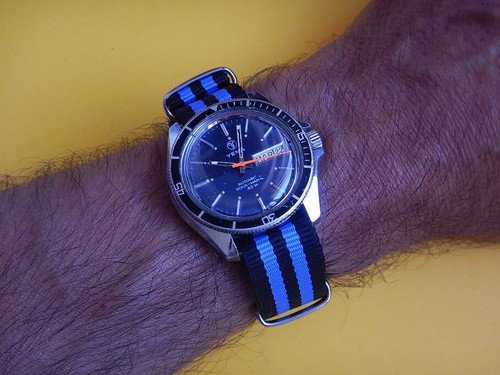 18 mm BRACELET OTAN MILITAIRE BLEU ET NOIR IDEAL DIVER LIP NAUTIC YEMA lip - Picture 7 of 13