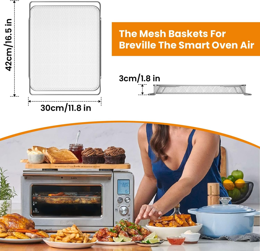 Stainless Steel Air Fryer Basket Set for Breville Smart Oven Air Fryer Pro 3Pcs
