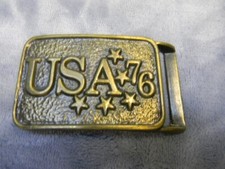 VINTAGE BICENTENNIAL 1976 SPIRIT OF 76' 3.25 INCH METAL BELT BUCKLE