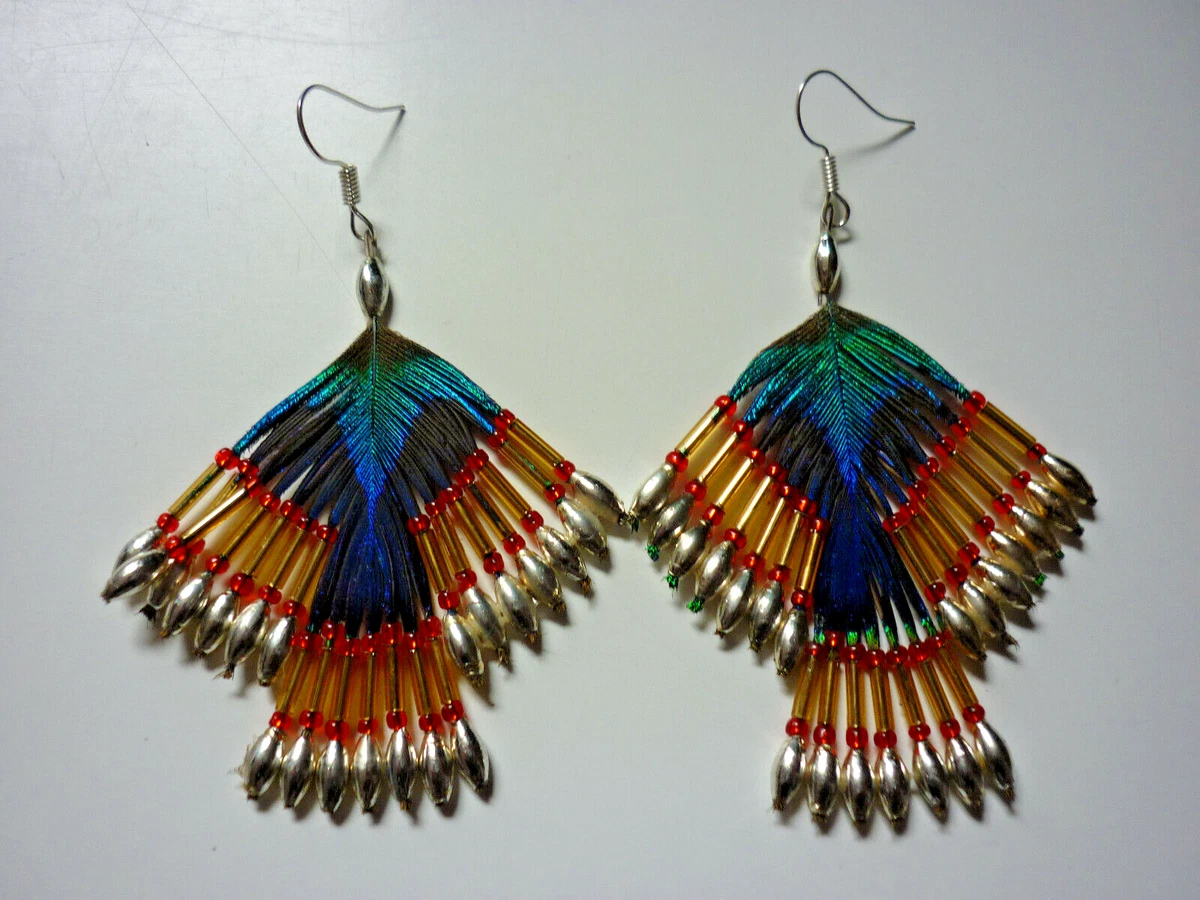 Beaded peacock hotsell earrings