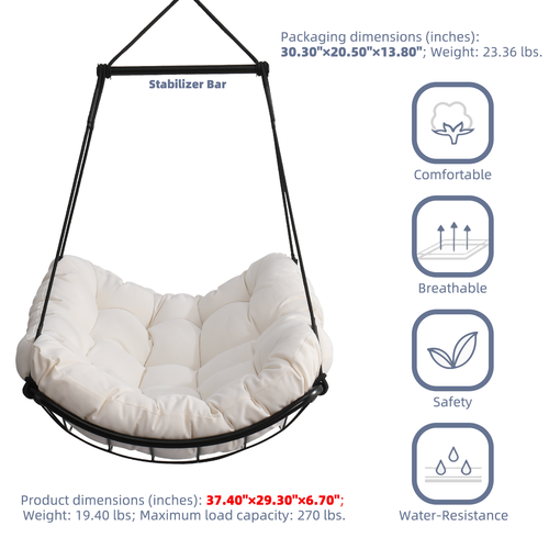 Cushioned hammock chair - indoor and outdoor hanging hammock chair - Picture 5 of 9