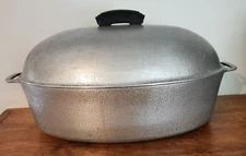 Vintage Hammered Club Aluminum HammerCraft Large Oval Dutch Oven Roaster 19''