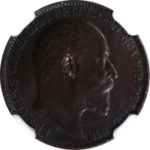 Great Britain Edward VII Bronze 1903 Farthing NGC MS65 BN Blackened KM# 792 (47) - Picture 5 of 5