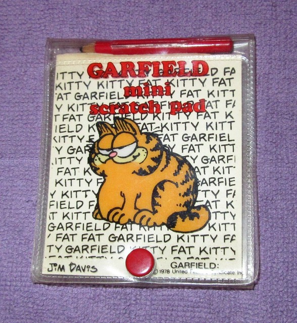 GARFIELD Mini Scratch Pad Pouch Paper Pencil by Dakin 1980s vintage