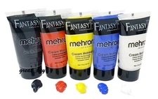 MEHRON FANTACY FFX CREAM MAKEUP_5PC"ESSENTIAL KIT_R,Y,BL,W,B_FACE/BODY PAINT SET