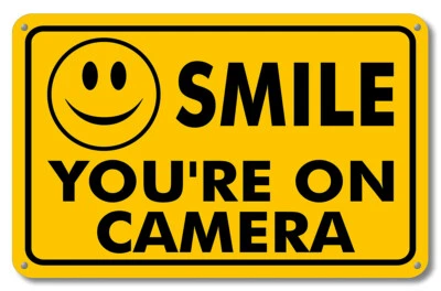 NEW SMILE YOU'RE ON CAMERA SECURITY WATERPROOF BUSINESS YELLOW SIGN VIDEO CCTV