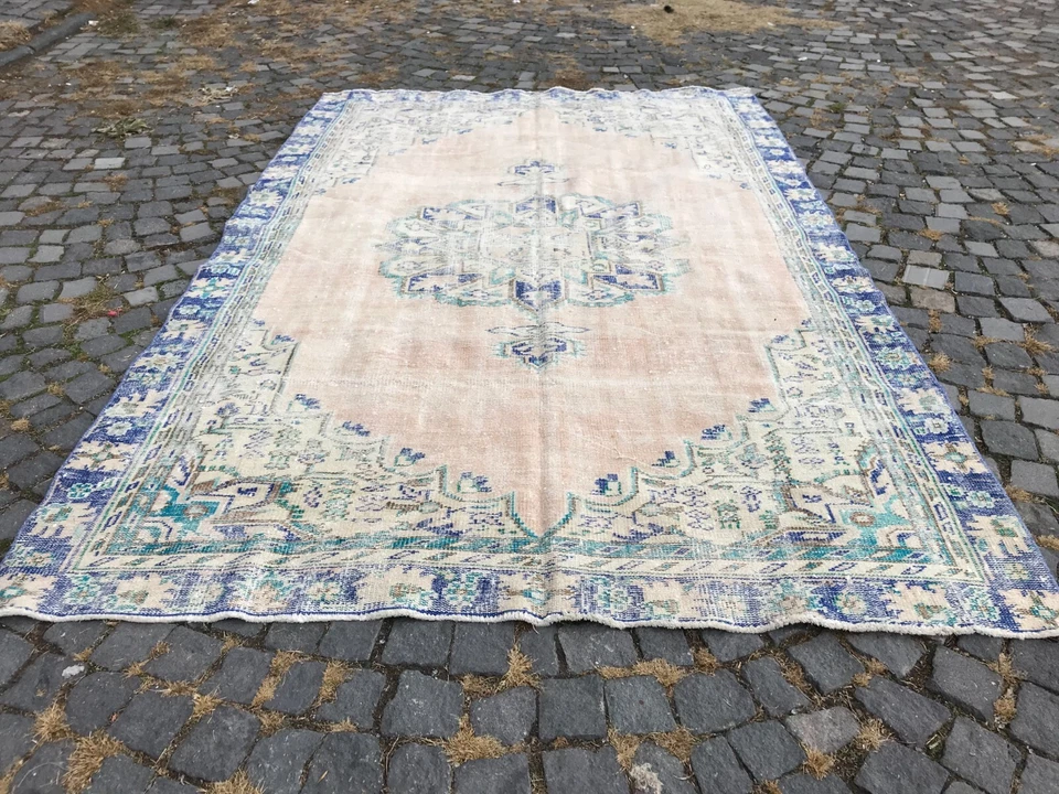 Turkish Antique rug Bohemian Area rug Oushak rug Vintage Rug Handmade Wool rug - Image 2 of 4