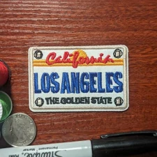 LA Los Angeles California License Plate Automotive Iron On Patch 1.75x2.75"