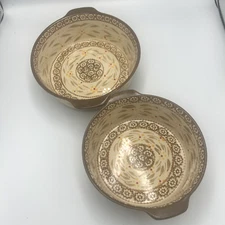 2 Temptations Old World Brown Baking Dishes 1.5 qt & 2 qt Casserole Round EUC
