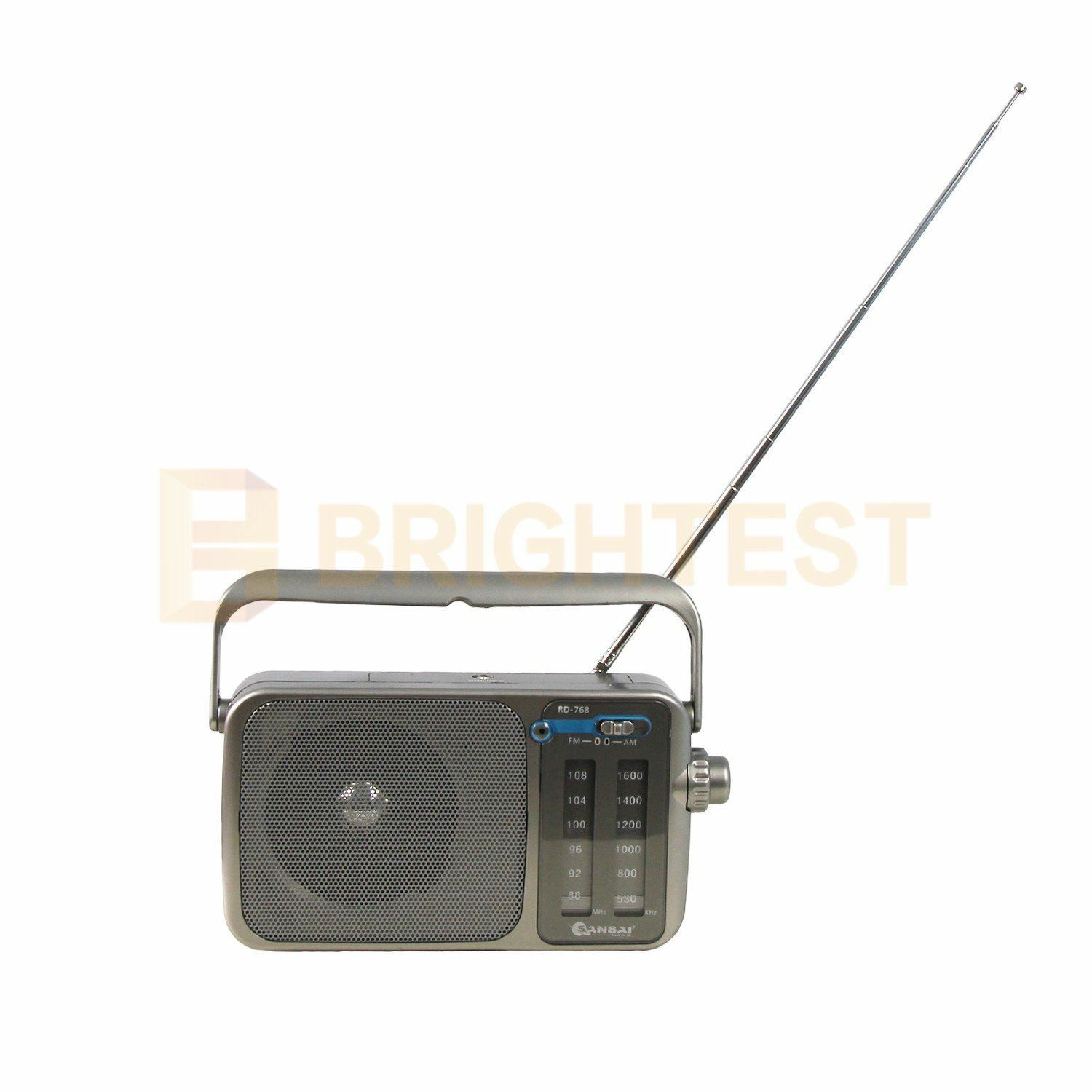 Portable AM/FM Radio Battery Powered AC/DC Earphone Plug Jack Speaker ...