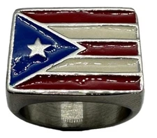 Big Gent's Square Puerto Rico Flag Ring Stainless Steel Sizes 8 - 15 212