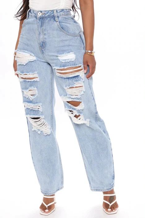 Fashion Nova Boyfriend Jeans Womens Size 7 Blue Never Letting Go
