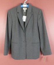 CJ0745- NWT TALBOTS Women's Wool Thin Flannel Blazer Jacket Gray Size 12P 198