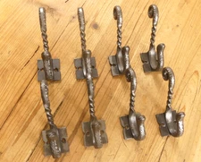 8 Iron Antique Style Coat Hooks Hat Rack Tree Restoration Industrial Fancy Lot