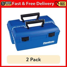 2-Pack 13-Inch Plastic Fishing Tackle Box with Removable Tray Blue