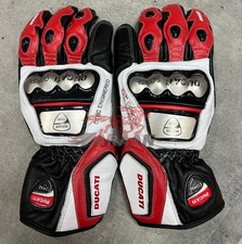 Ducati rot weiß schwarz Motorrad Leder Racing Handschuhe Hard Knuckle gepanzert