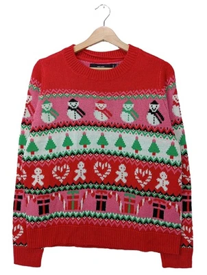 VERO MODA Pull de Noël Dames Pull T EU 40 rouge-rose-vert style décontracté - Photo 1/4
