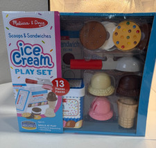 NEW Melissa  Doug Scoops  Sandwiches Ice Cream Play Set 13 Pieces Ages 3 