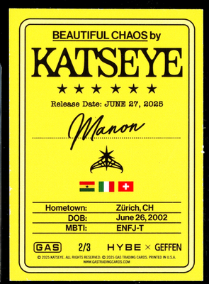 2025 KATSEYE GAS Manon Bannerman RED Foil 2/3 Trading Card