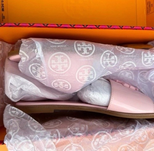 Tory Burch NIB Everly Slide Sandals Patent Leather Logo Petunia Pink MANY SIZES - Picture 3 of 10