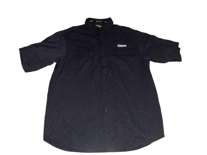 Harley-Davidson Shirt Button Down Short Sleeve Embroidered Logo Black Size XL
